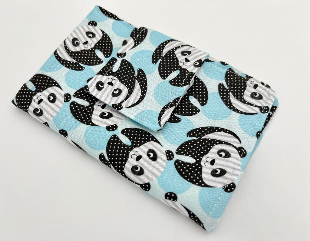 Privacy Pouch, Tampon Case, Sanitary Pad Case, Pad Pouch, Tampon Bag, Tampon Cozy, Tampon Holder - Panda Bears Blue