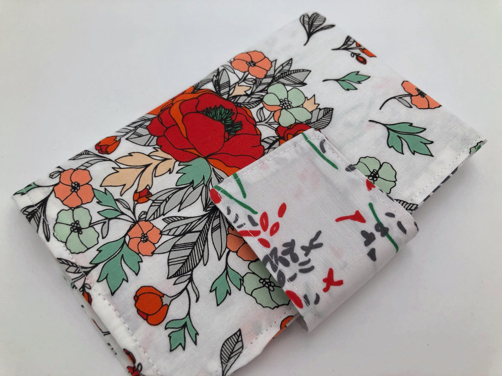 Red Floral Tampon Case, Sanitary Pad Bag, Shark Week Privacy Wallet - EcoHip Custom Designs