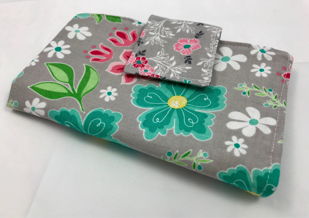 Gray Floral Tampon Wallet, Feminine Products Bag, Deer, Sanitary Pad Case - EcoHip Custom Designs