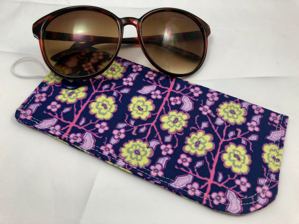 Dark Blue Sunglasses Cover, Soft Reading Glasses Case, Padded Eyeglasses Holder - EcoHip Custom Designs