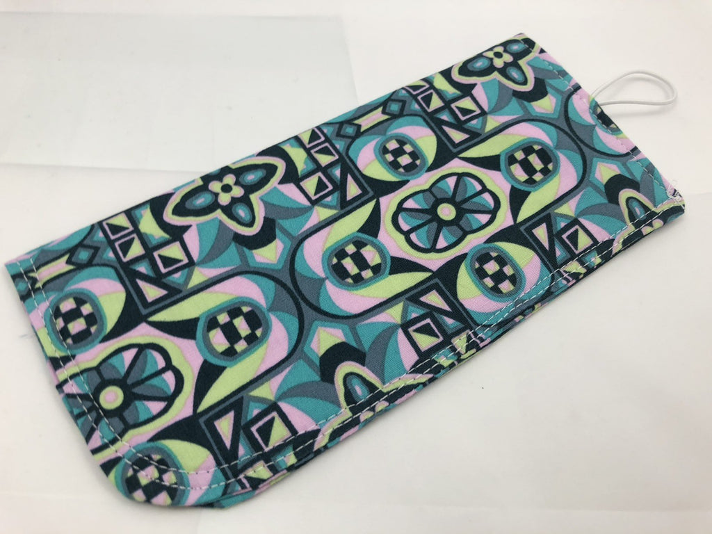 Pink, Green, Teal Fabric Eyeglass Case, Soft Reading Glasses Pouch, Sunglasses Holder - EcoHip Custom Designs