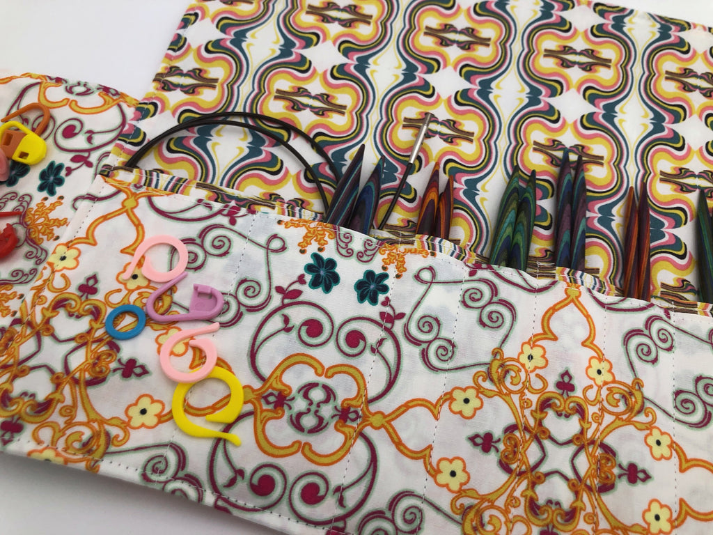 Cream Interchangeable Knitting Needle Case. Notions Storage. Crochet Hook Roll - EcoHip Custom Designs