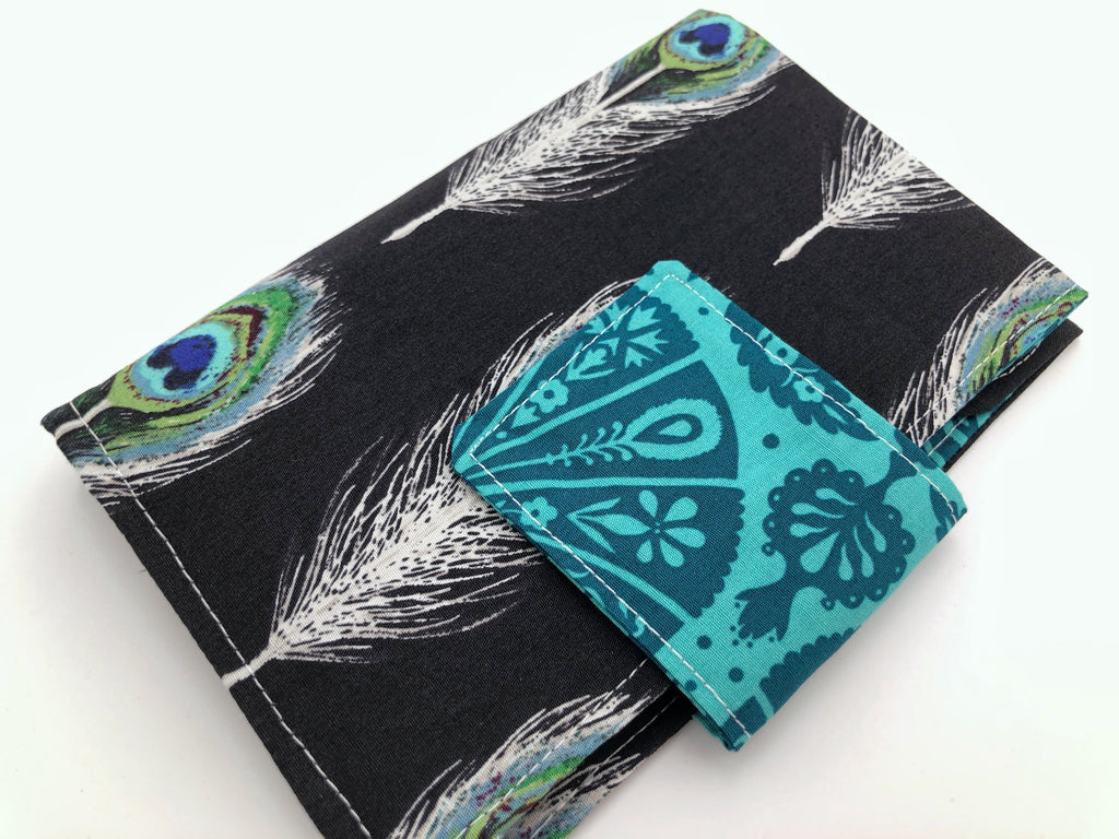 Black Tampon Case, Blue Sanitary Pad Pouch, Tampon Wallet, Women's Bag - EcoHip Custom Designs