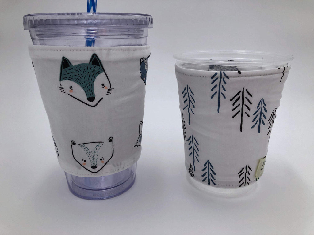 Animal Iced Coffee Cozy, Fox Hot Drink Sleeve, Raccoon Coffee Cuff, Drink Cup Cozy - EcoHip Custom Designs