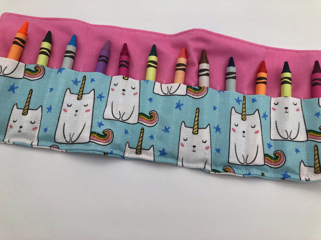 Caticorn Crayon Roll. Unicorn Crayon Bag, Travel Kitty Cat Crayon Toy for Toddlers - EcoHip Custom Designs