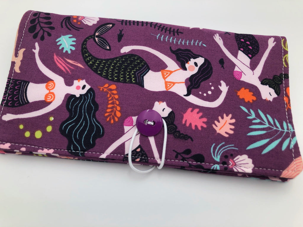 Mermaid Checkbook Cover, Orchid Purple Duplicate Checkbook Register, Pen Holder - EcoHip Custom Designs