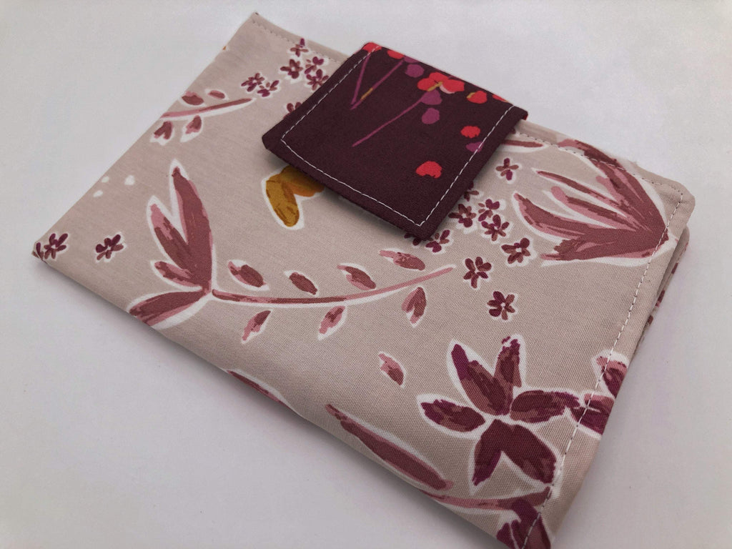 Beige Tampon Wallet, Time of the Month Bag, Dark Sanitary Pad Holder Pouch, Foliage - EcoHip Custom Designs