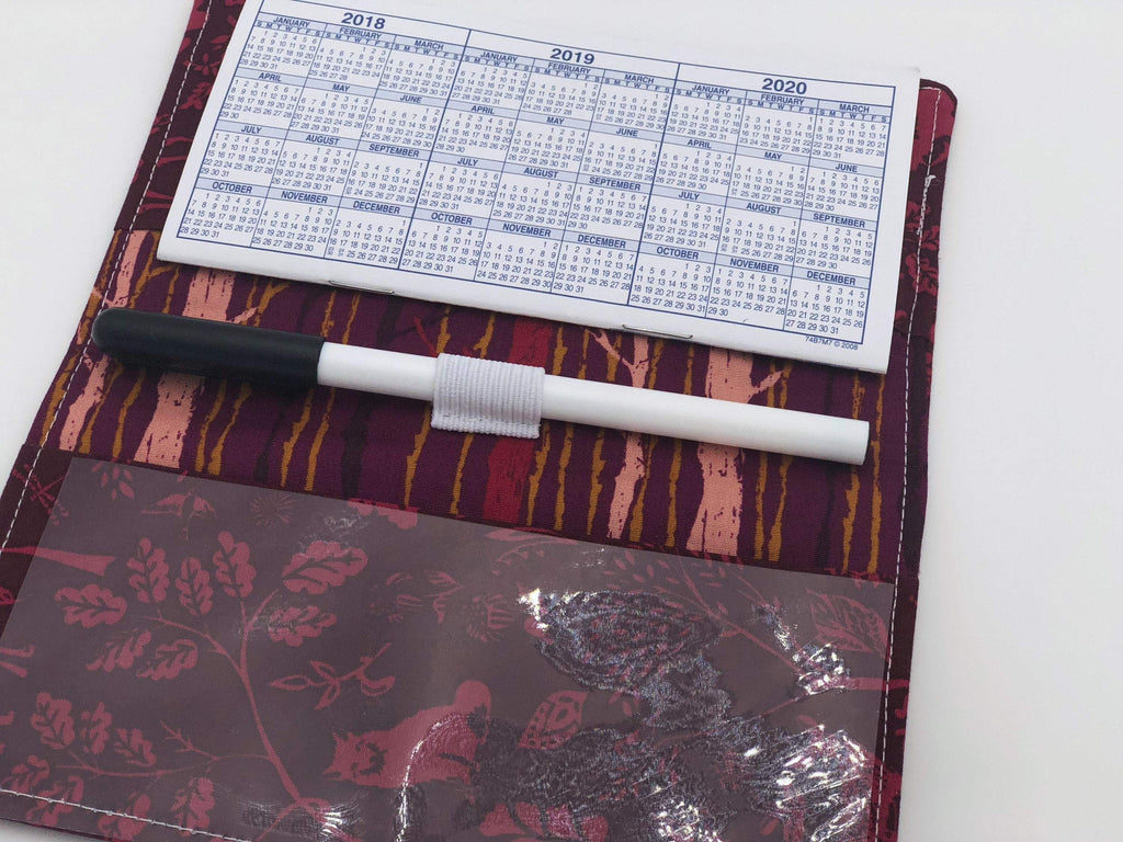 Magenta Checkbook Register, Fox Duplicate Check Book Cover, Checkbook Wallet, Pen Holder - EcoHip Custom Designs