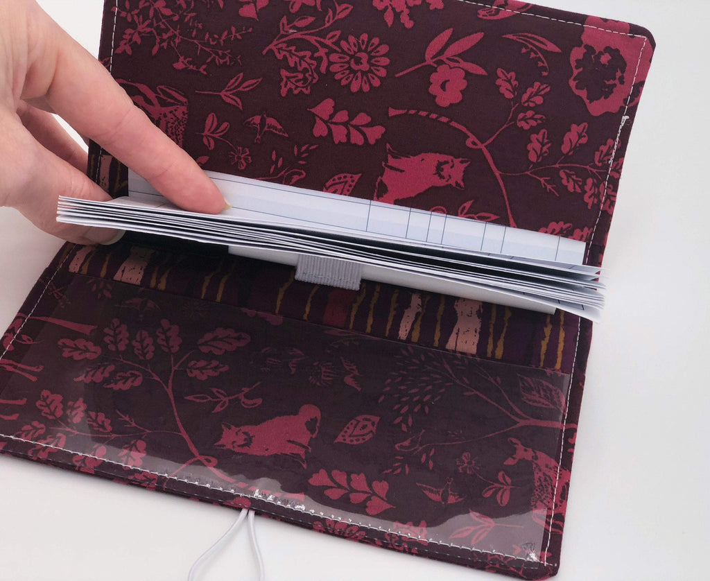 Magenta Checkbook Register, Fox Duplicate Check Book Cover, Checkbook Wallet, Pen Holder - EcoHip Custom Designs