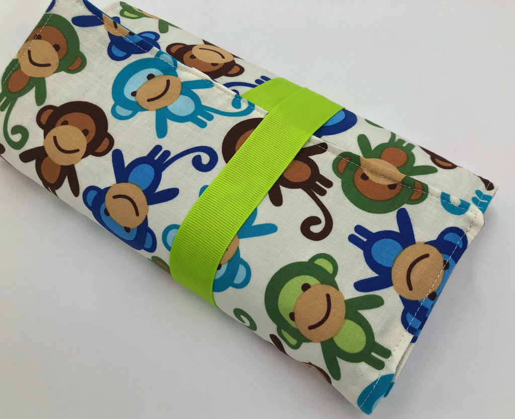 Monkey Creative Crayon Toy, Animal Pencil Case Roll Up, Chalk Board Mat, Stickers - EcoHip Custom Designs