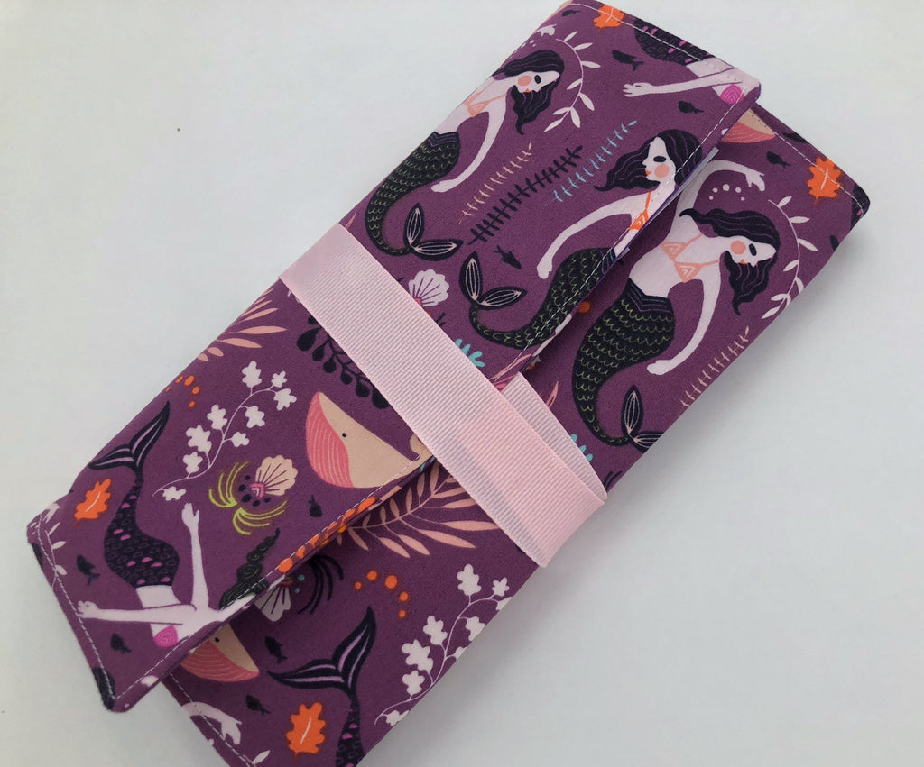 Mermaid Chalkboard Mat Roll Up, Travel Crayon Case Wallet, Activity Tote - EcoHip Custom Designs