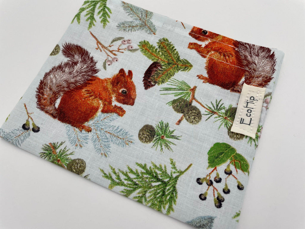 Reusable Snack Bag, Reusable Baggie, Animal Snack Bag, Fabric Snack Bag, Reusable Fabric Snack Bag - Squirrels