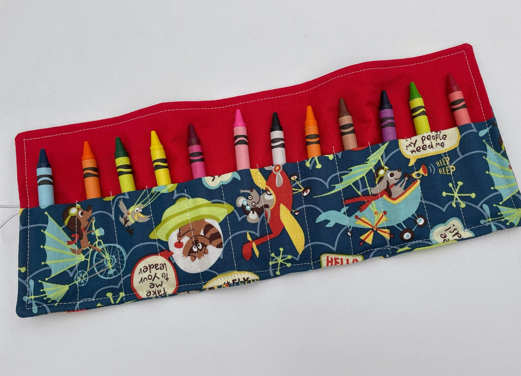 Dog Crayon Roll, Animal Crayon Caddy, Crayon Case, Balloon Crayon Wallet - Little Flyers