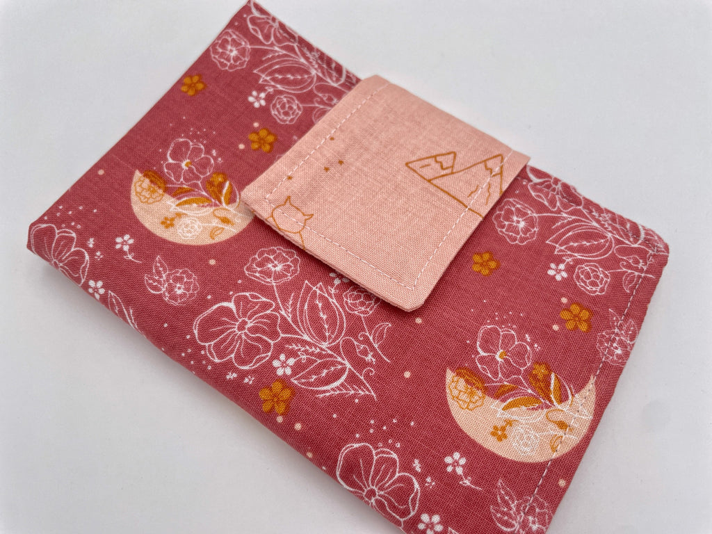 Privacy Pouch, Red Tampon Case, Sanitary Pad Case, Pad Pouch, Tampon Bag, Tampon Holder - Moon and Floral Pink