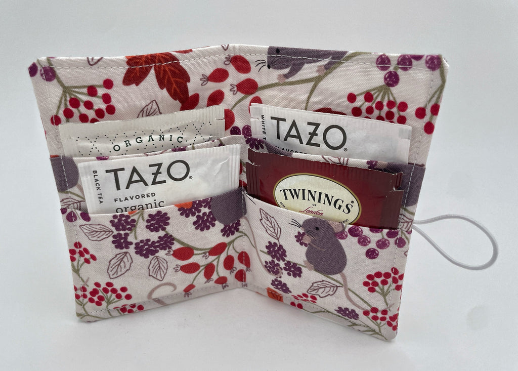 Tea Wallet, Tea Bag Holder, Tea Bag Wallet, Teabag Wallet, Teabag Holder, Tea Bag Organizer - Autumn Mice