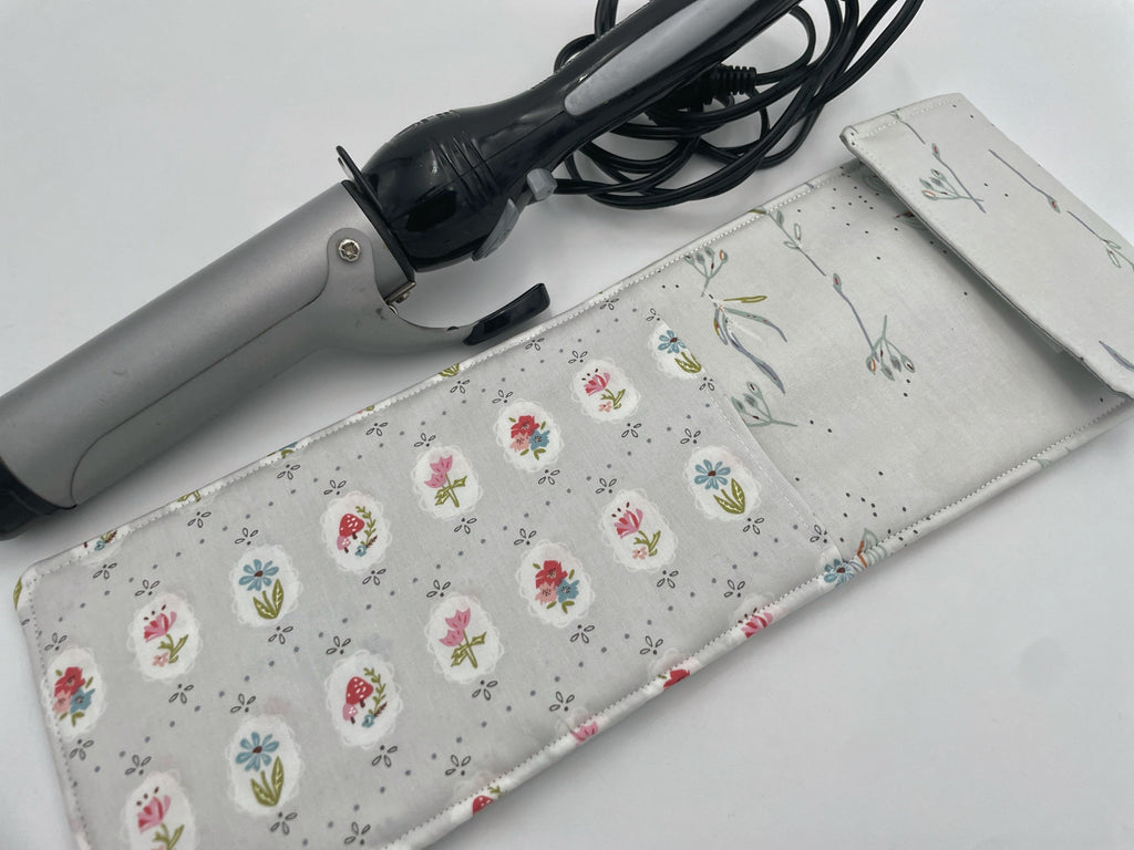 Travel Curling Iron Holder , Curling Iron Case, Flat Iron Holder, Flat Iron Case, Travel Flat Iron Sleeve - Dollhouse Floral