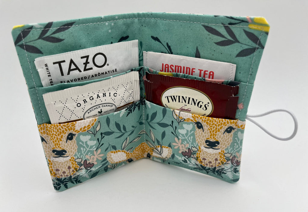 Tea Wallet, Tea Bag Holder, Tea Bag Wallet, Teabag Wallet, Teabag Holder, Tea Bag Organizer - Deer Honeybee Green