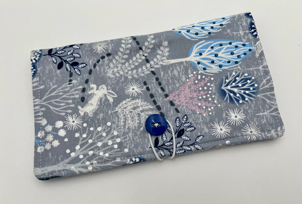 Blue Duplicate Checkbook Cover, Check Book Register, Duplicate Check Book Register, Fabric Checkbook Cover - Winter Forest