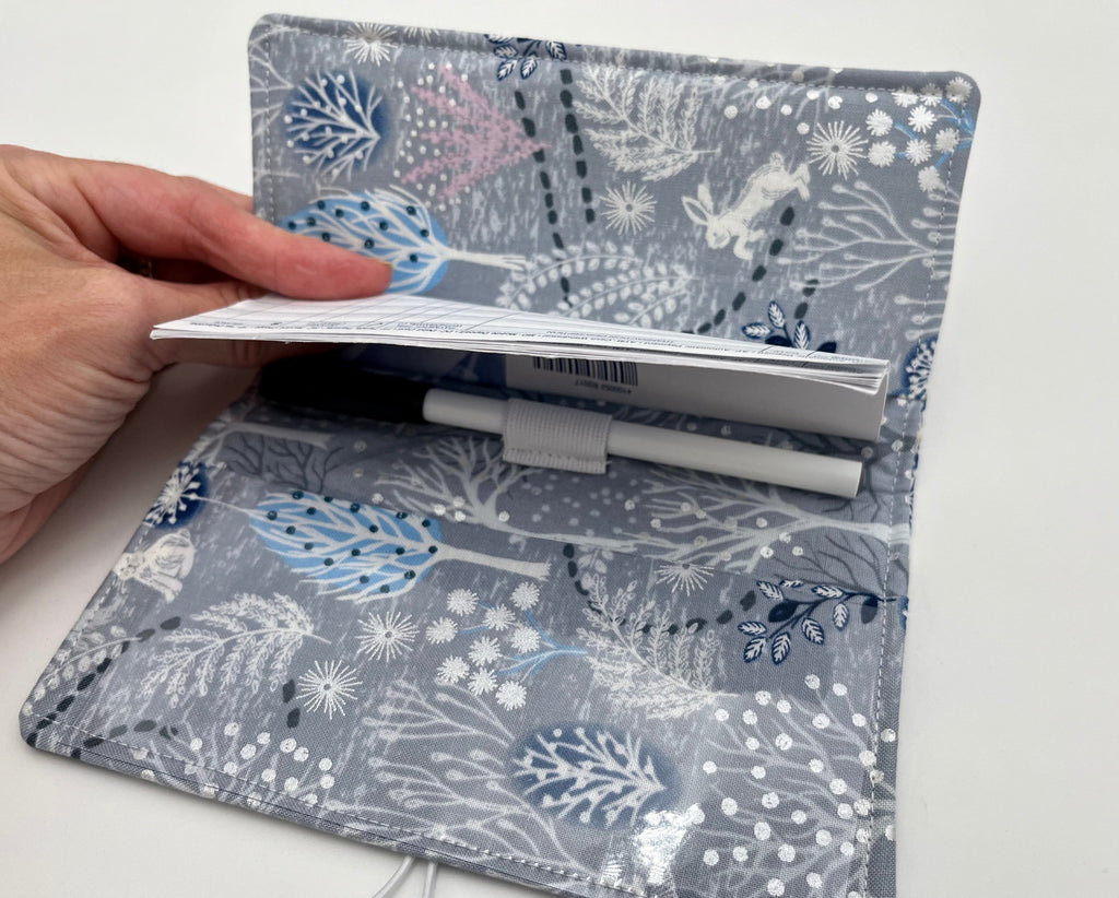 Blue Duplicate Checkbook Cover, Check Book Register, Duplicate Check Book Register, Fabric Checkbook Cover - Winter Forest
