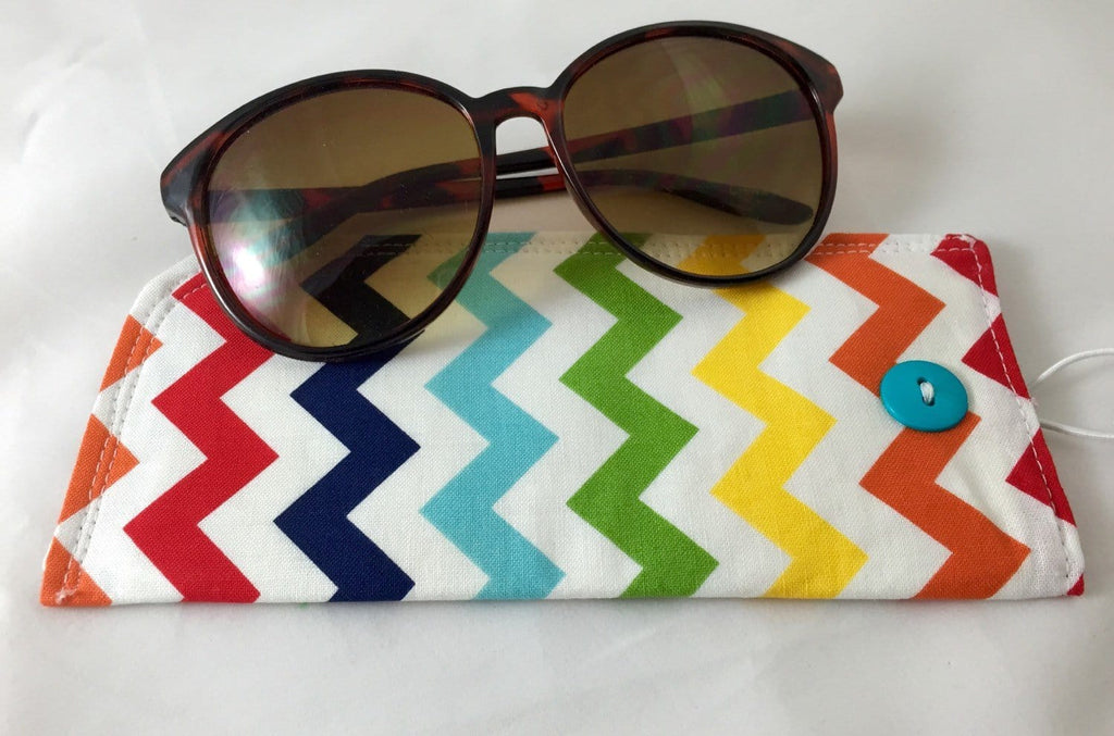 Rainbow Reading Glasses Cover, Chevron Sunglasses Pouch, Soft Padded Eyeglass Sleeve - EcoHip Custom Designs