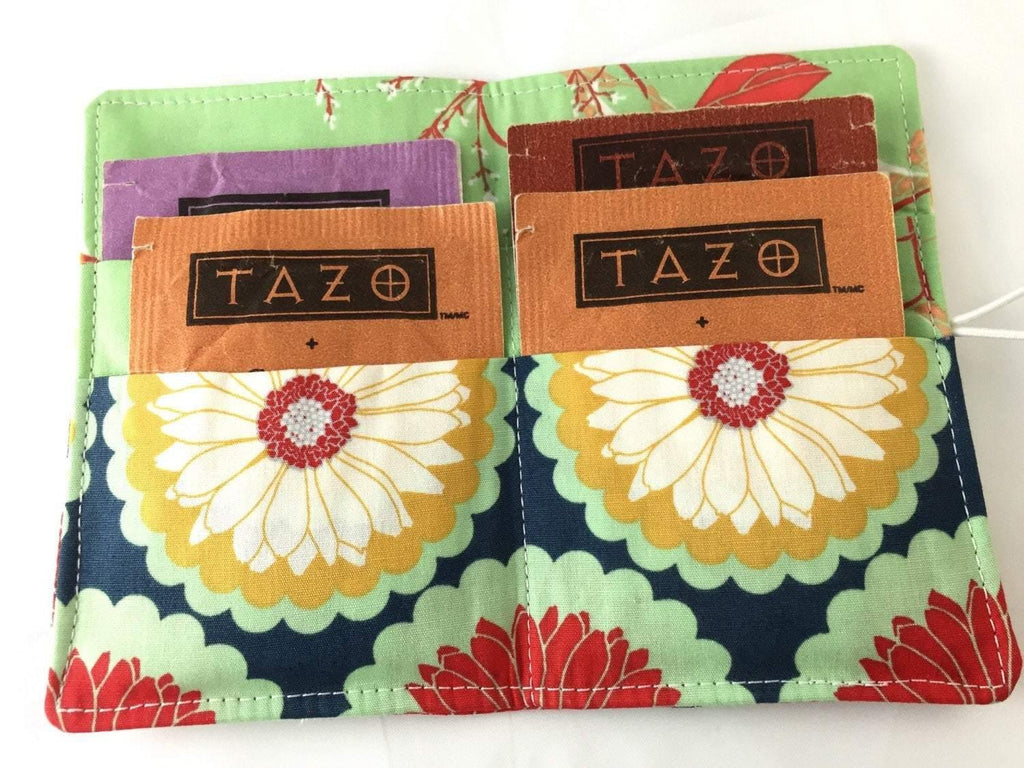 Green, Blue, Red, Tea Wallet, Travel Teabag Case, Gift for Tea Drinkers - EcoHip Custom Designs