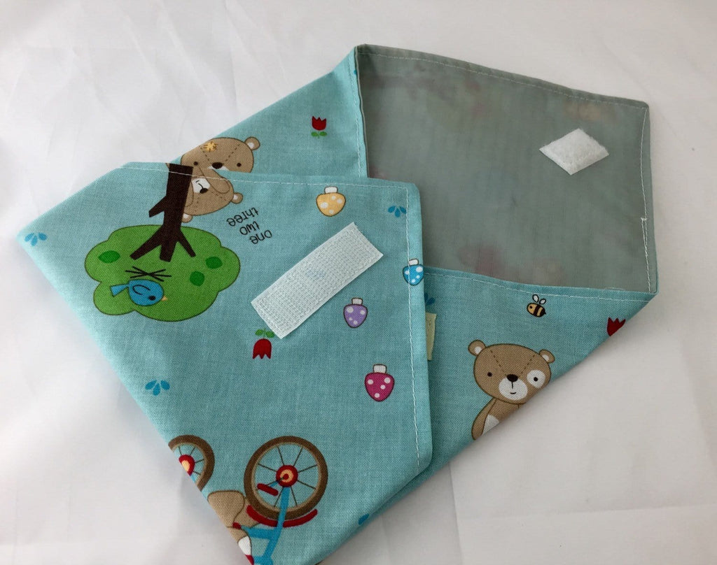 Teddy Bear Sandwich Mat, Blue Reusable Sandwich Bag, Kid's Napkin - EcoHip Custom Designs
