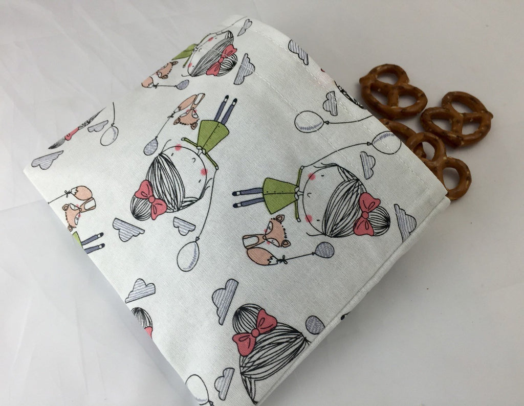 Fox Snack Baggie, Reusable Gir's Snack Bag for Kid's School Lunch - EcoHip Custom Designs