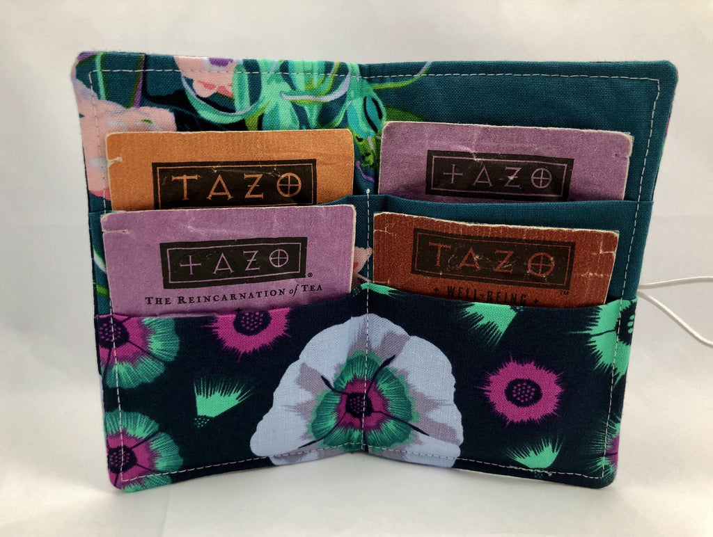 Teal Tea Bag Wallet, Travel Teabag Case, Business Card Holder, Tea Gift - EcoHip Custom Designs