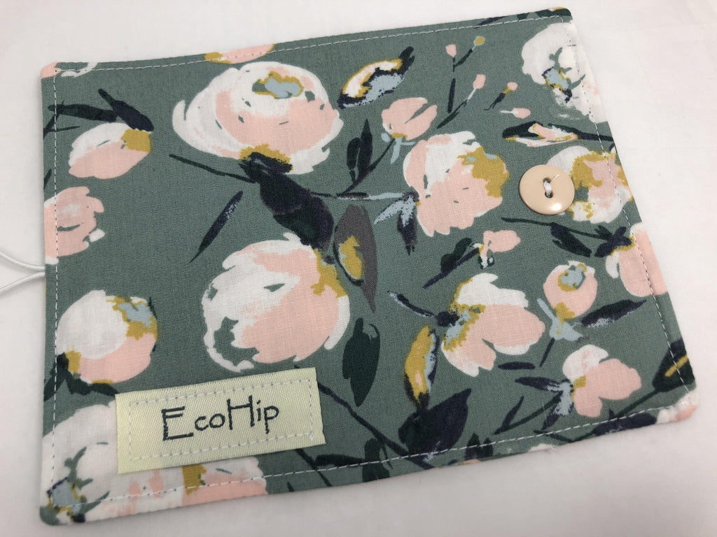 Travel Tea Bag Pouch, Teabag Wallet, Gift Card Holder, Purse Organizer, Blooms Pink - EcoHip Custom Designs