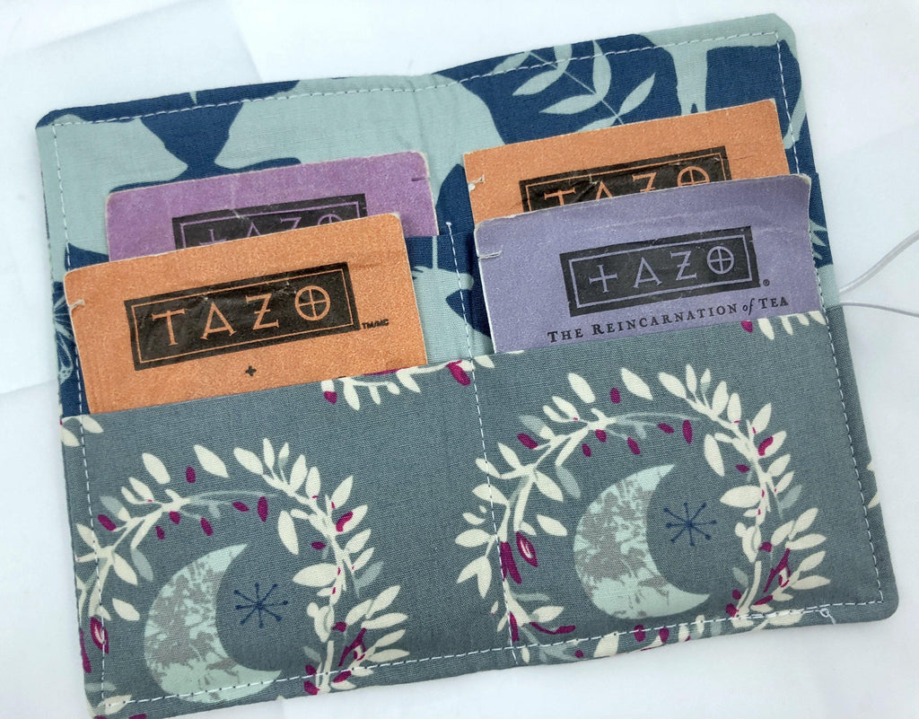 Travel TeaBag Wallet, Tea Holder, Gift Card Case, Moon Glow - EcoHip Custom Designs
