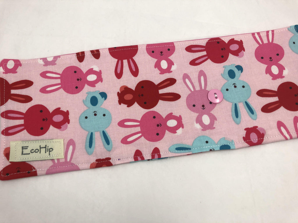 Bunny Rabbit Crayon Roll, Girl's Stocking Stuffer, Pink Crayon Wallet, Animal Crayon Case - EcoHip Custom Designs