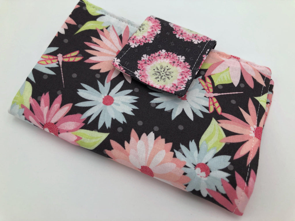 Daisy Tampon Case, Shark Week Bag, Sanitary Pad Privacy Pouch, Gray Floral - EcoHip Custom Designs