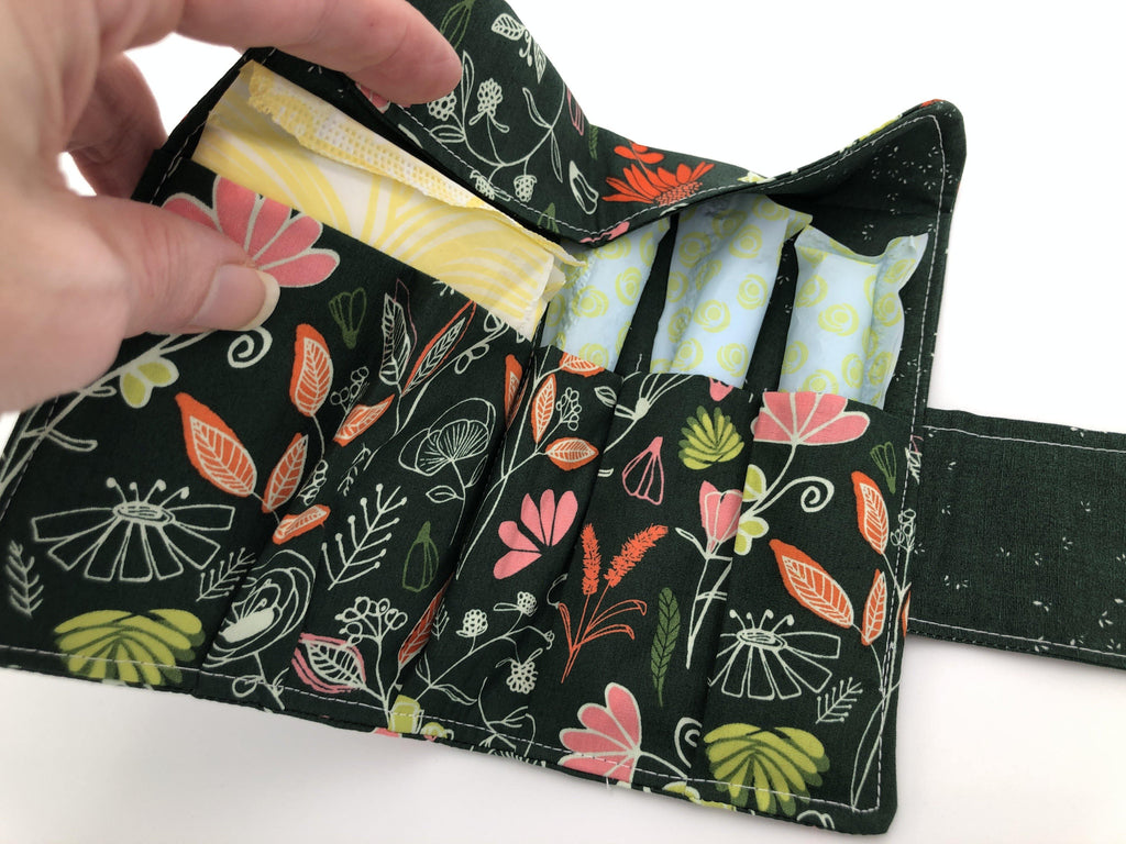 Forest Green Time of the Month Case, Travel Tampon Wallet, Sanitary Pad Pouch - EcoHip Custom Designs
