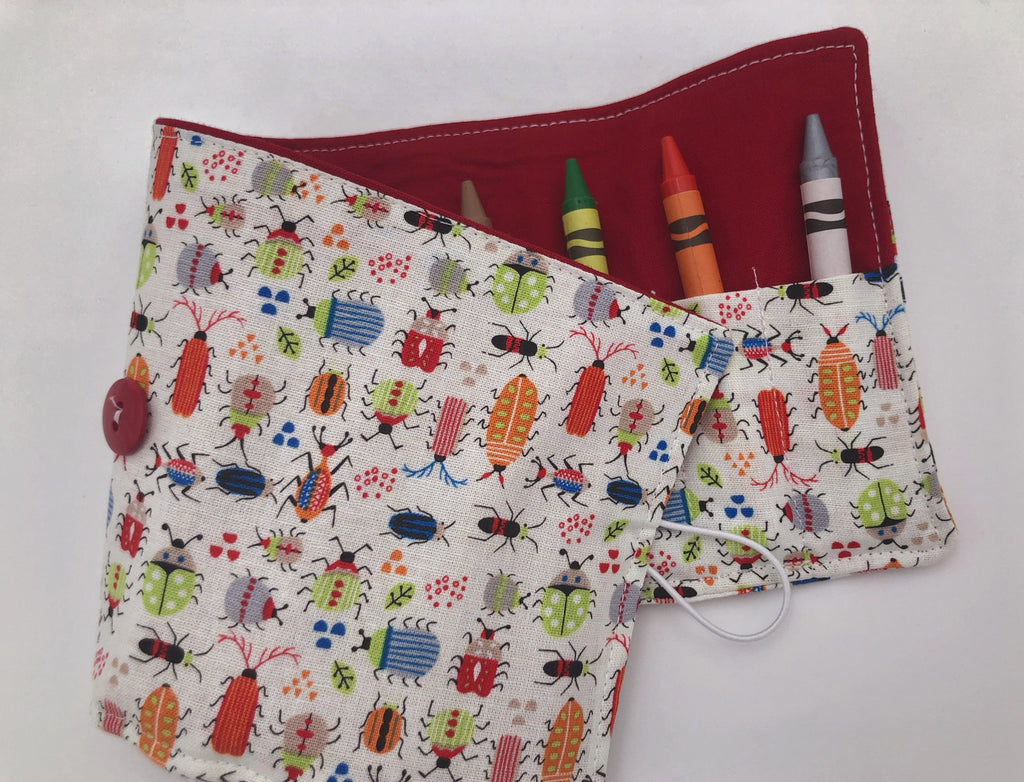 Ugly Bug Crayon Roll, Creepy Crawly Crayon Case, Bug Stocking Stuffer - EcoHip Custom Designs