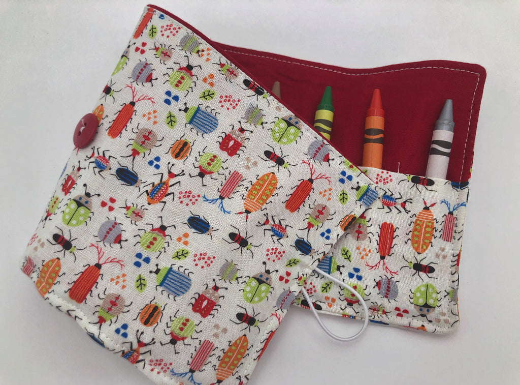 Ugly Bug Crayon Roll, Creepy Crawly Crayon Case, Bug Stocking Stuffer - EcoHip Custom Designs