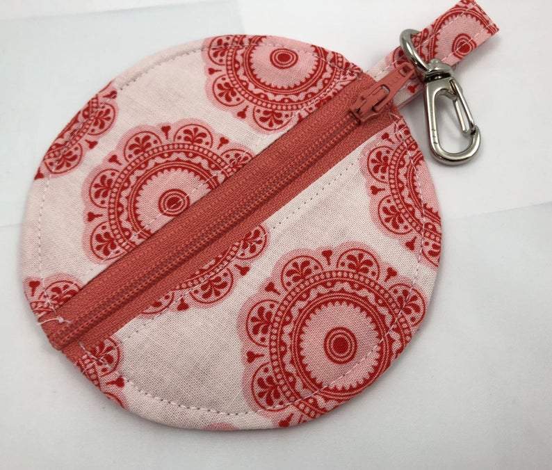 Apricot Red Earbud Case, Headphone Case, Handmade Women's Purse Organizer - EcoHip Custom Designs