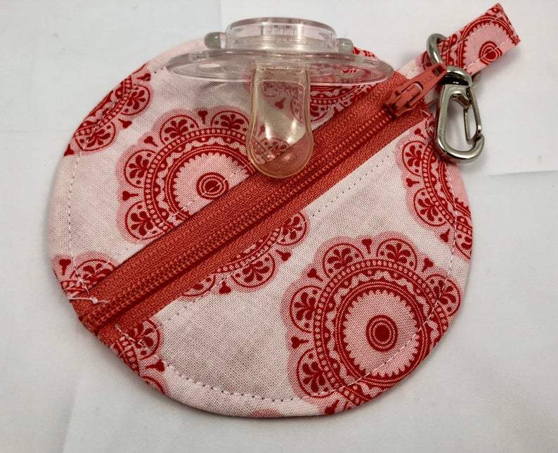 Apricot Red Earbud Case, Headphone Case, Handmade Women's Purse Organizer - EcoHip Custom Designs
