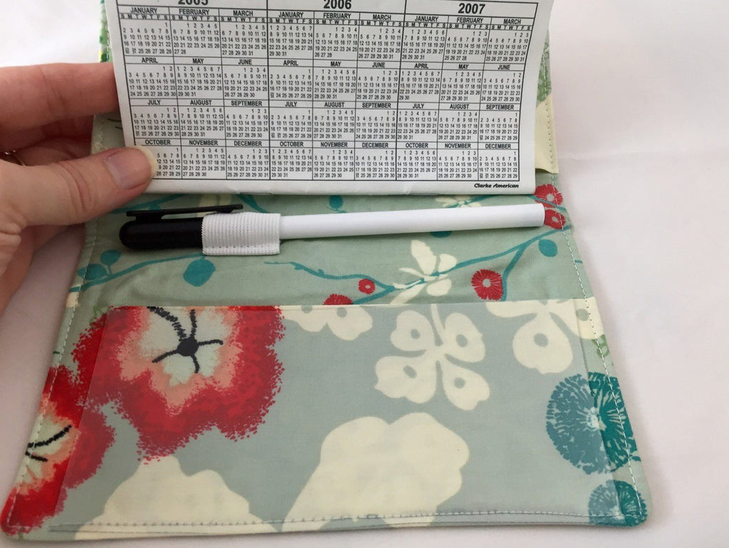 Blue Checkbook Cover, Duplicate Check Book Register, Pen Holder, Red - EcoHip Custom Designs