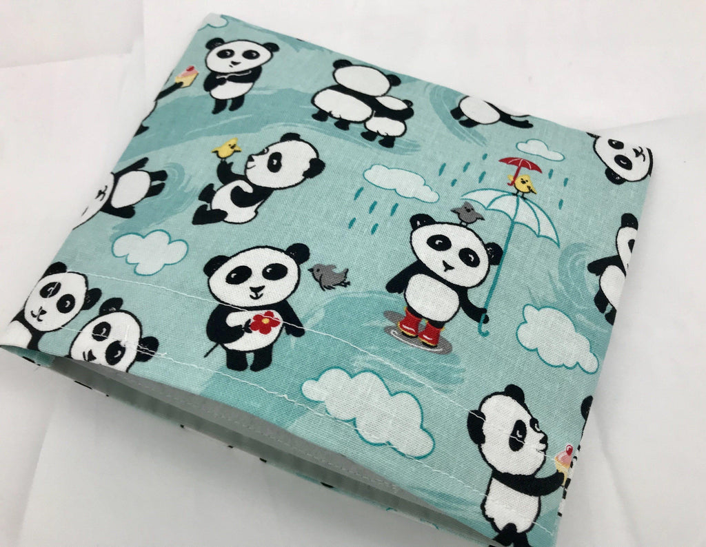 Blue Reusable Kid's Snack Bag, School Lunch Baggie, Panda Bears - EcoHip Custom Designs