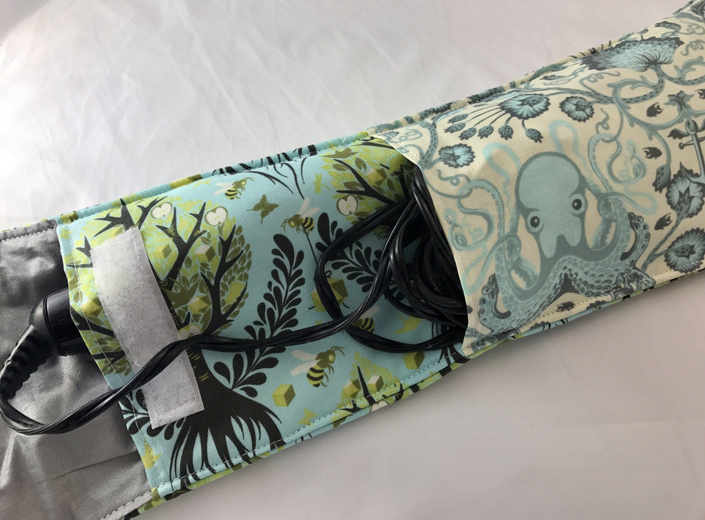 Curling Iron Cover, Flat Iron Case, Curling Wand Bag, Tree of Life, Blue - EcoHip Custom Designs