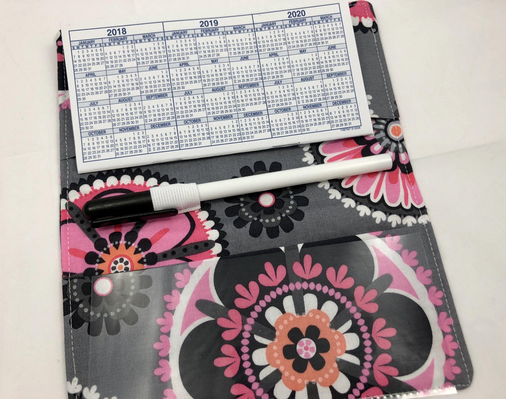 Duplicate Check Book Cover, Pink CheckBook Register, Pen Holder, Checkbook Wallet, Gray - EcoHip Custom Designs