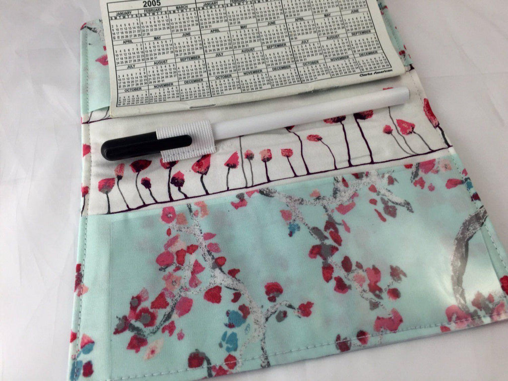 Duplicate Checkbook Cover, Blue Check Book Wallet, Pen Holder, Red - EcoHip Custom Designs