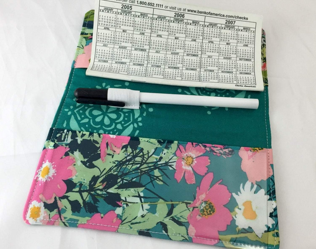 Duplicate Checkbook Cover, Green Check Book, Pen Holder, Purse Organizer - EcoHip Custom Designs