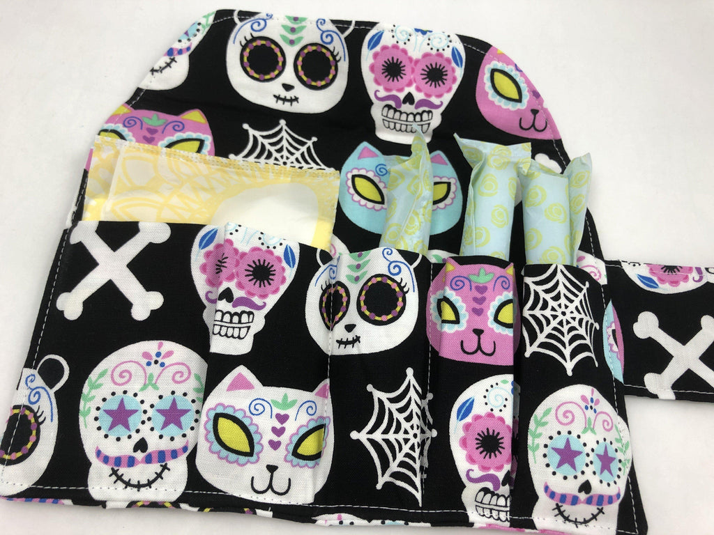 Feminine Products Case, Tampon and Sanitary Pad Holder, Tampon Bag, Day of the Dead - EcoHip Custom Designs