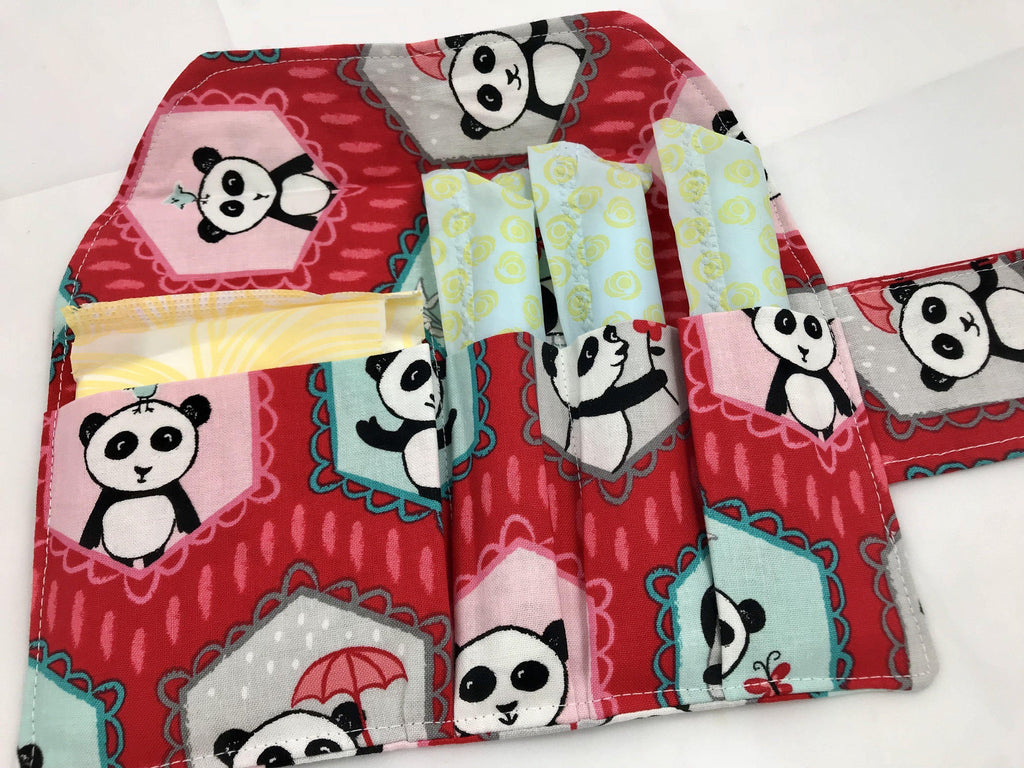 Feminine Products Case, Women’s Wallet, Tampon Bag, Red Panda - EcoHip Custom Designs