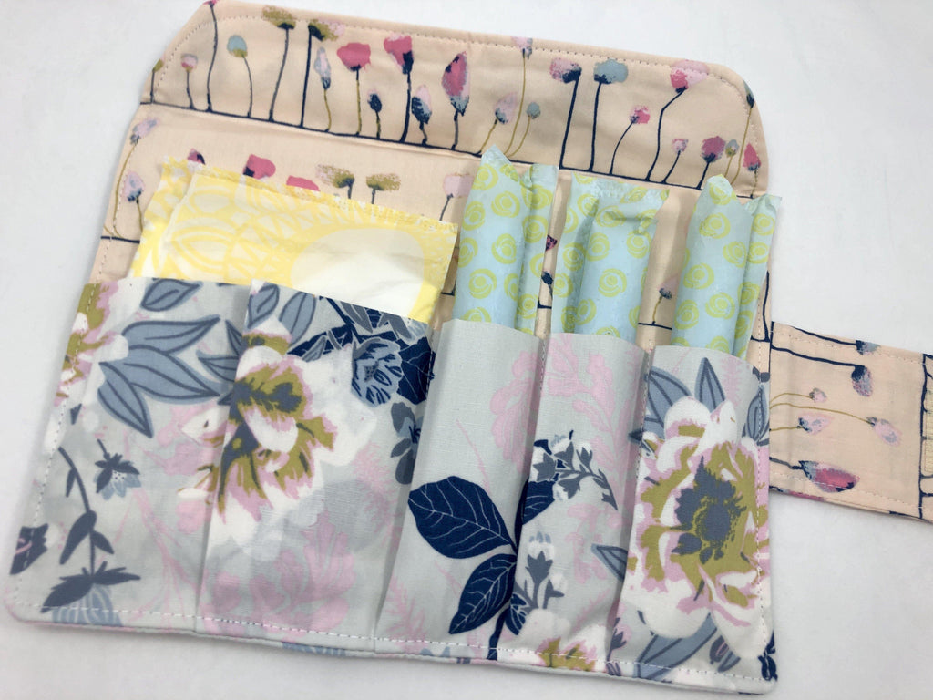 Feminine Products Pouch, Tampon and Sanitary Pad Holder, Tampon Wallet, Wild Posy - EcoHip Custom Designs