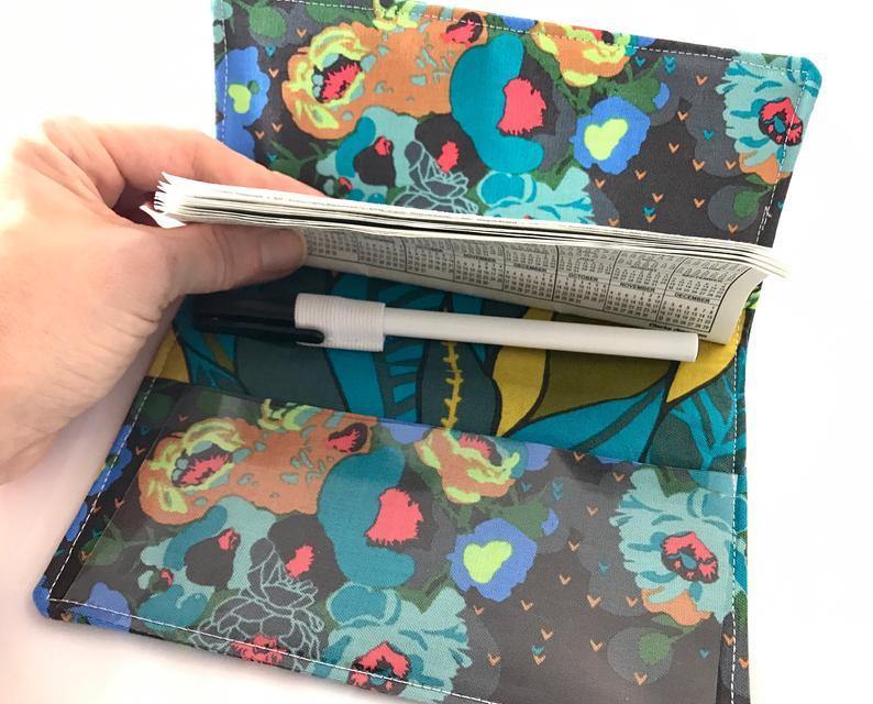 Green Duplicate Checkbook Cover, Posies Check Book Wallet, Women's Checkbook - EcoHip Custom Designs