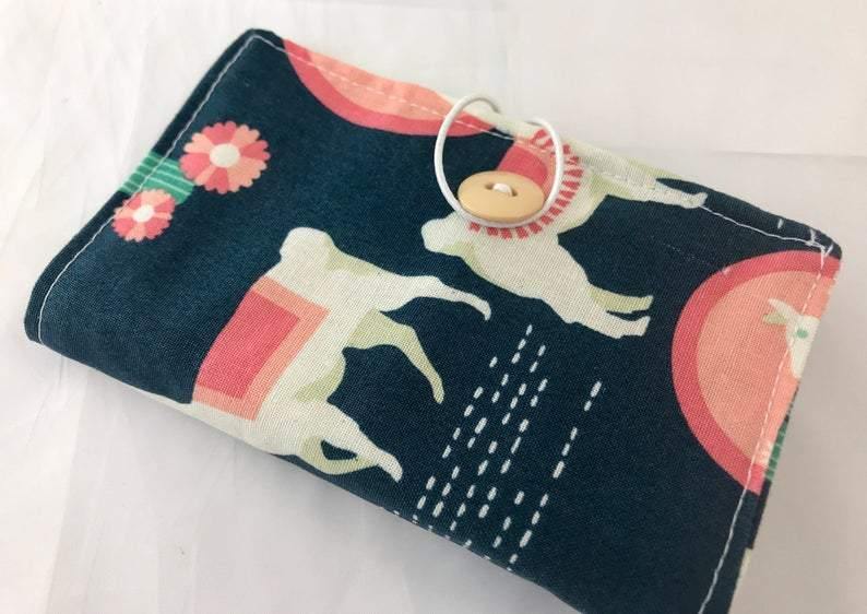 Green Llamas, Teabag Wallet, Tea Drinker Gift, Gift Card Case - EcoHip Custom Designs