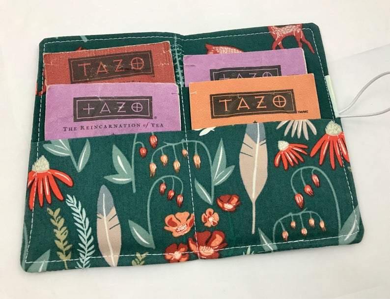 Green Grass, Travel Tea Bag Organizer, Small Women's Wallet, Card Holder - EcoHip Custom Designs