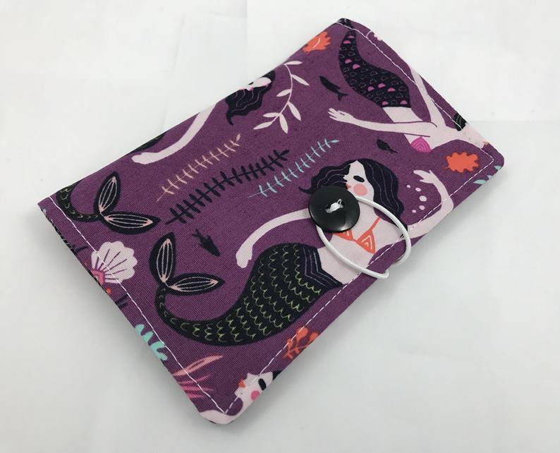 Mermaid Tea Wallet, Purple Gift Card Case, Travel Teabag Holder, Orchid Purple - EcoHip Custom Designs
